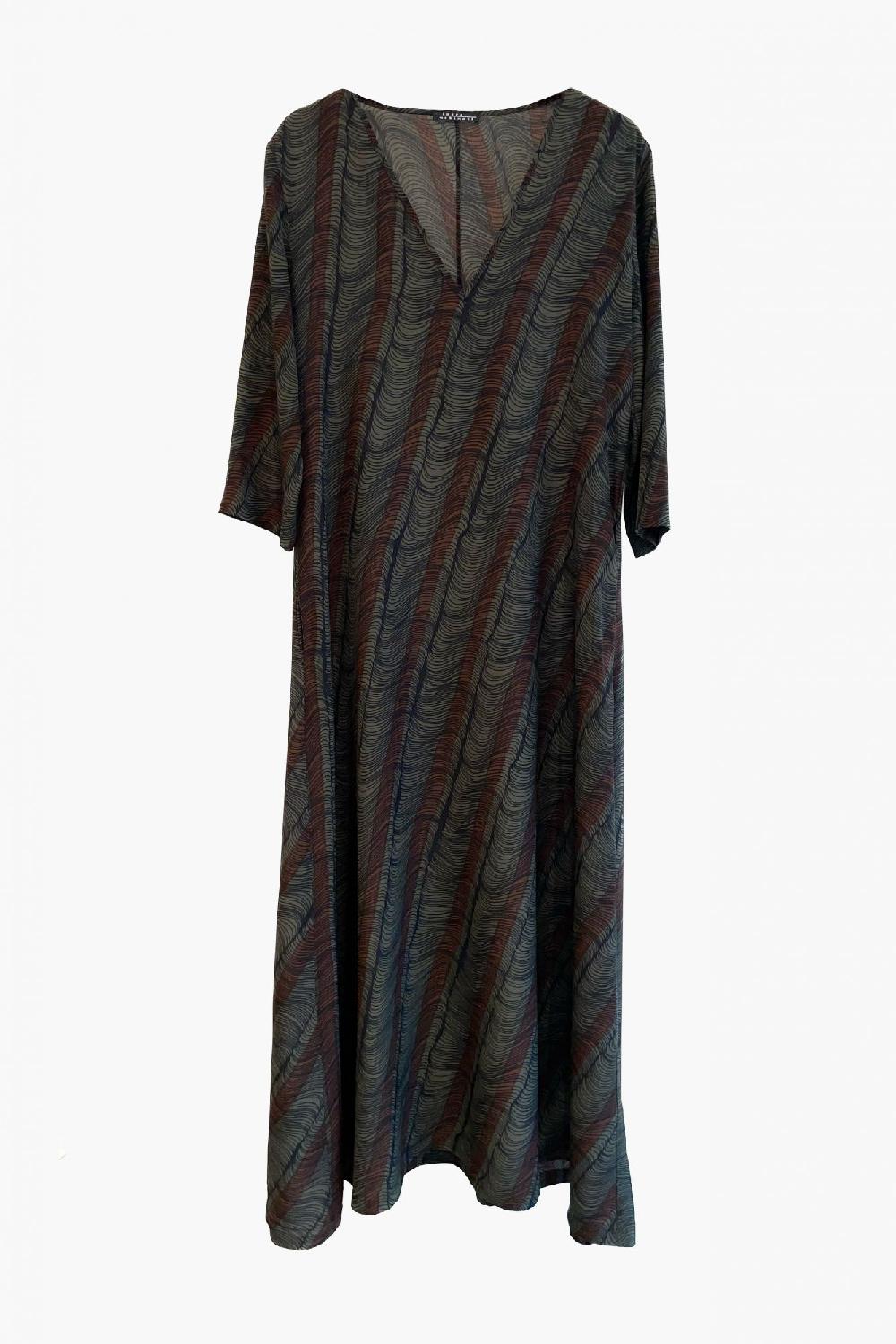 Laura Urbinati TALITA MAXI DRESS STRETCH SILK GEORGETTE ONDE PRINT