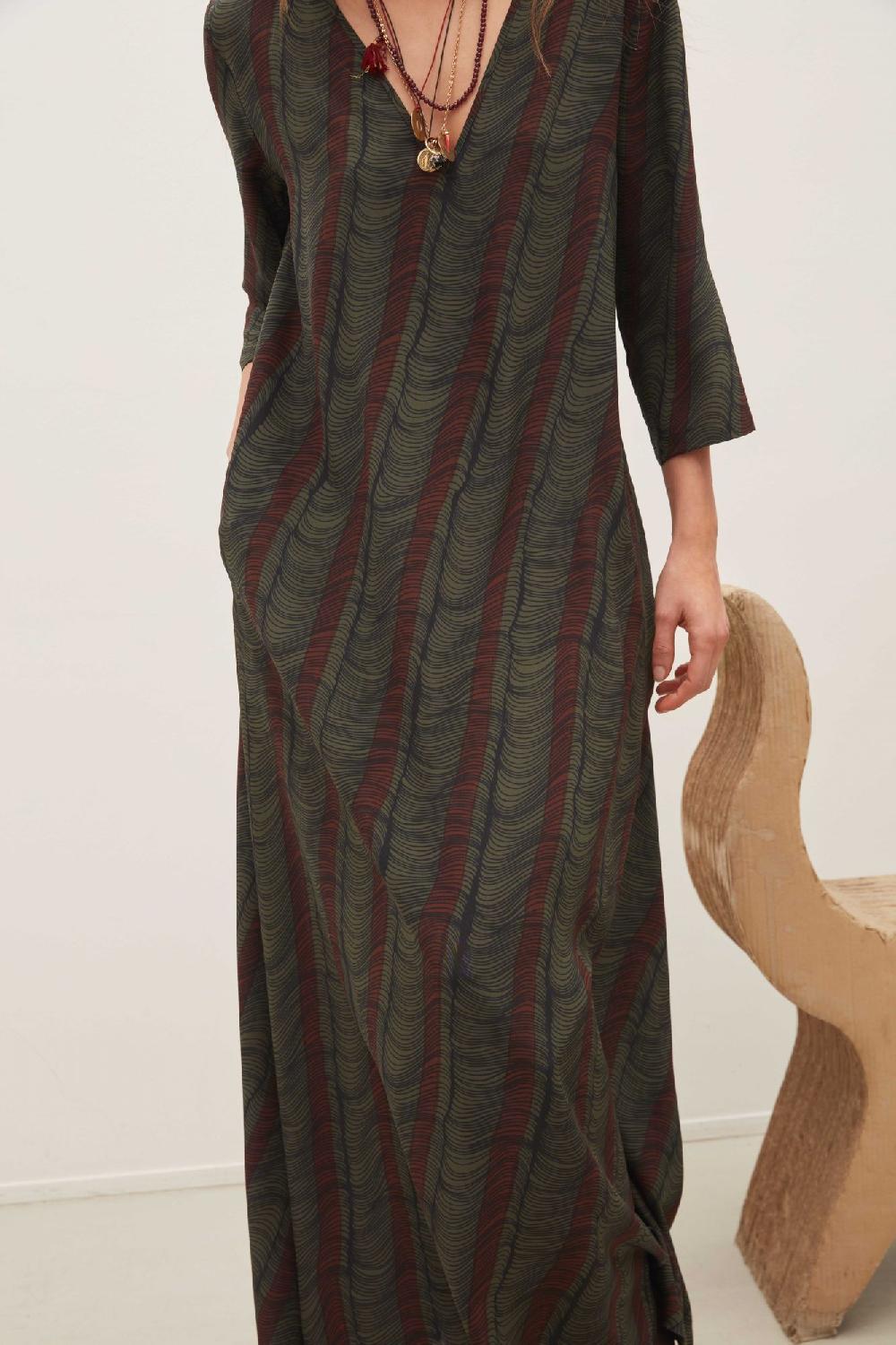 laura urbinati TALITA MAXI DRESS STRETCH SILK GEORGETTE ONDE PRINT