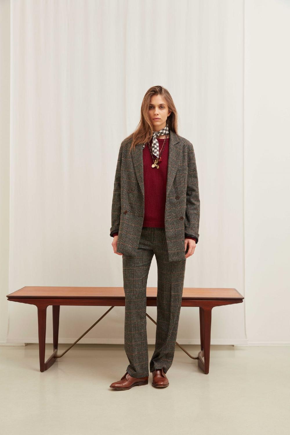 Laura Urbinati TROUSERS STRETCH WOOL PRINCE OF WALES