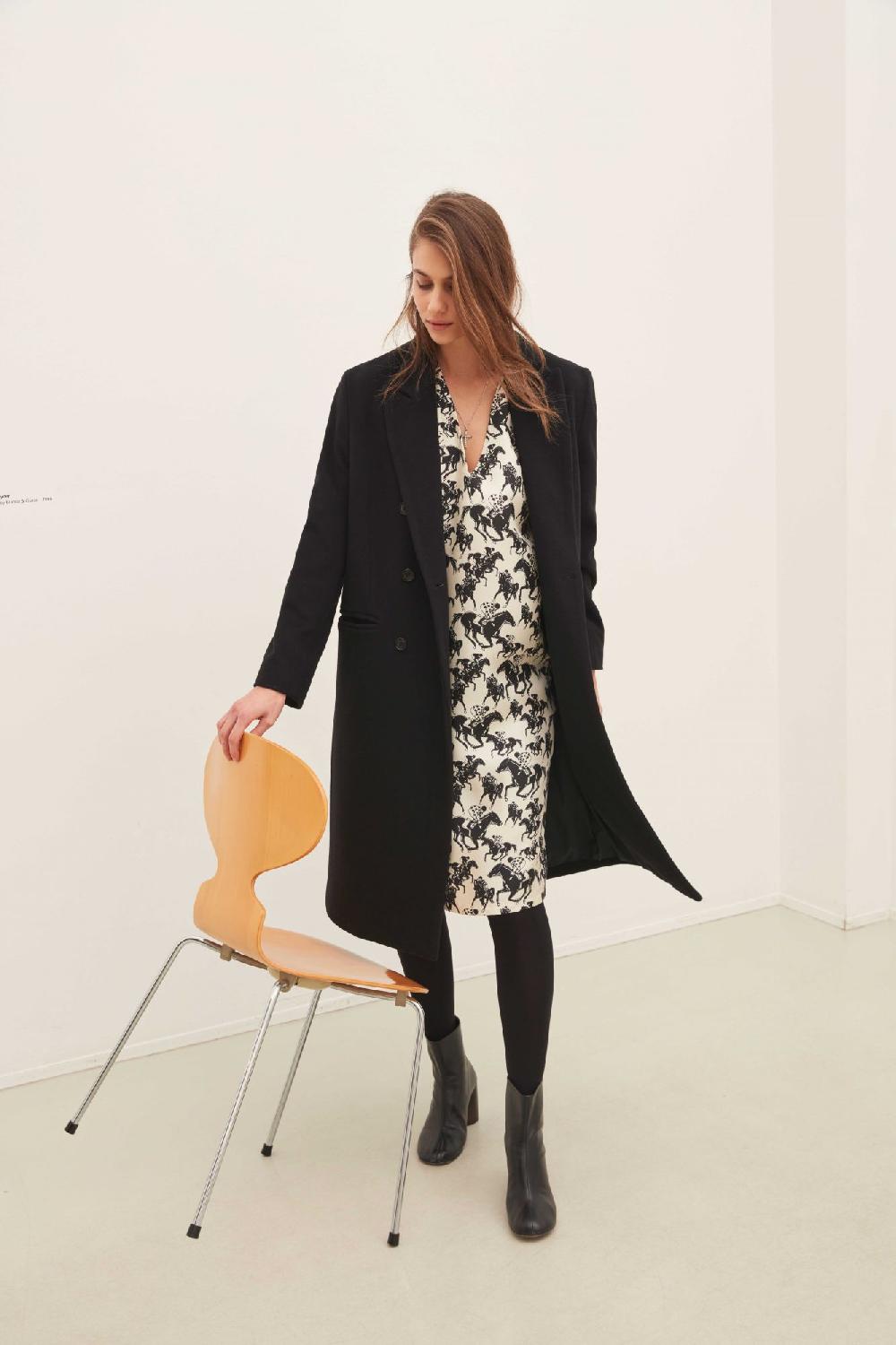 Laura Urbinati V-NECK DRESS SILK TWILL CAVALLI PRINT