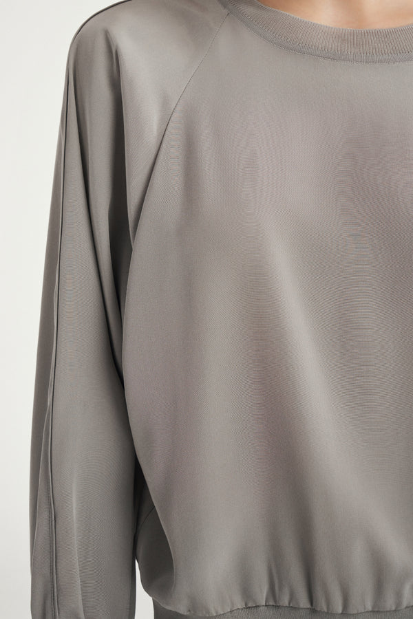 Laurèl Laurèl 24mm Silk Round-Neck Blouse Silver Gray