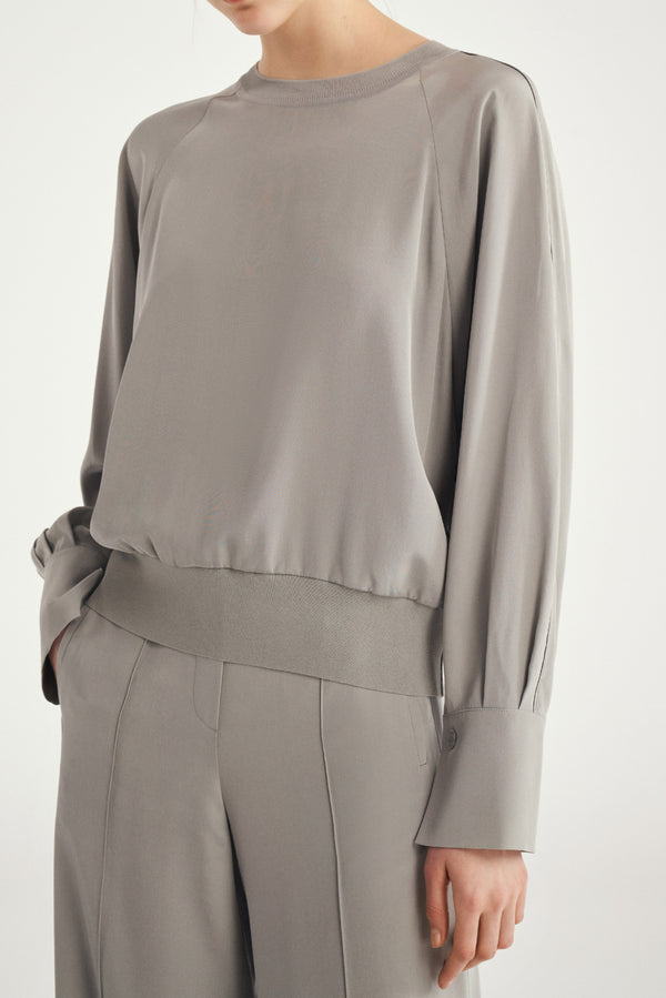 Laurèl Laurèl 24mm Silk Straight Wide-Leg Trousers Silver Gray