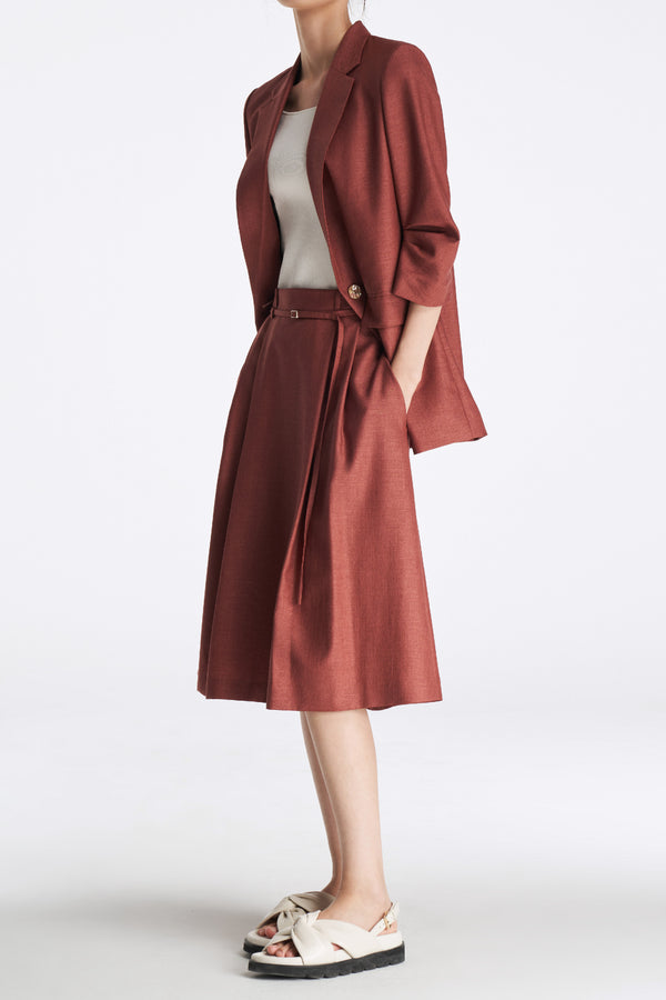 Laurèl Laurèl Accordion Pleated Midi Skirt Madder Brown