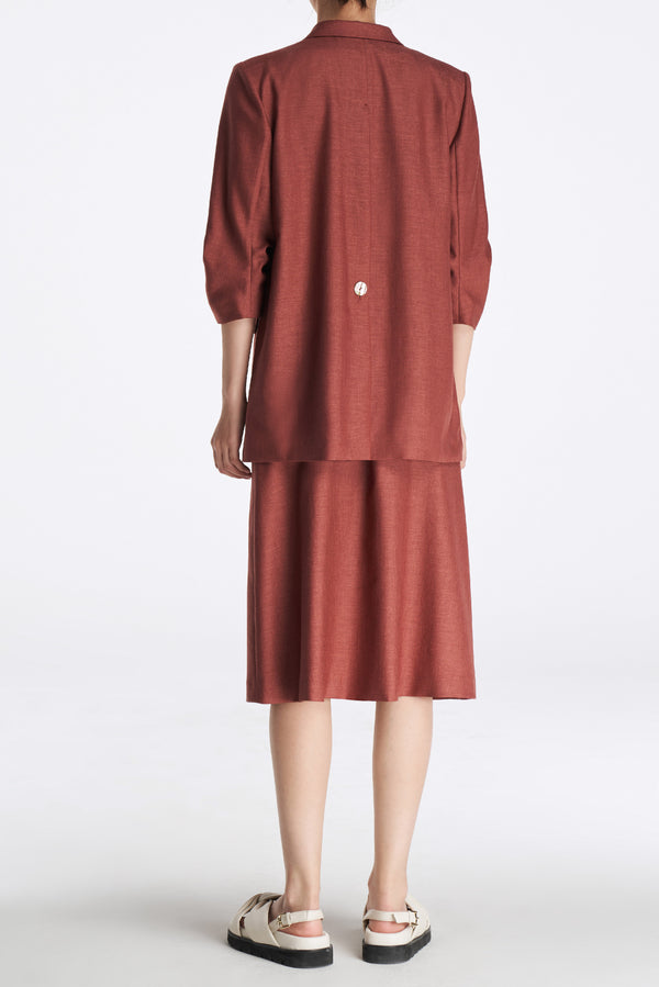 Laurèl Laurèl Accordion Pleated Midi Skirt Madder Brown