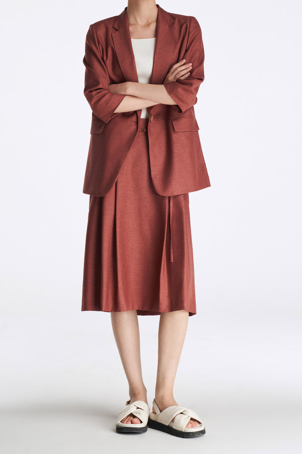 Laurèl Laurèl Accordion Pleated Midi Skirt Madder Brown