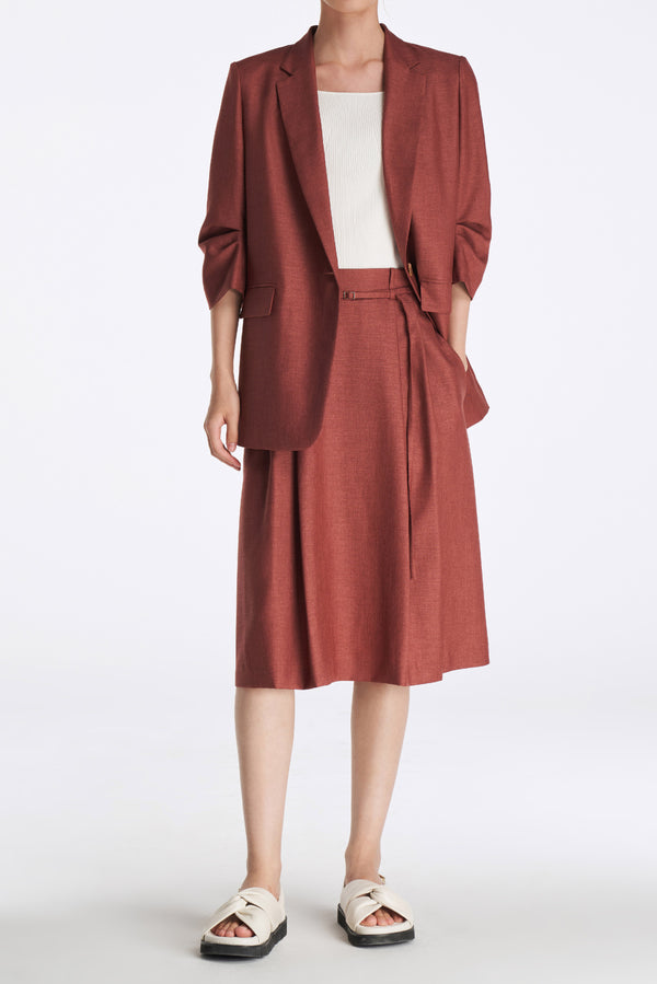 laurèl Laurèl Accordion Pleated Midi Skirt Madder Brown