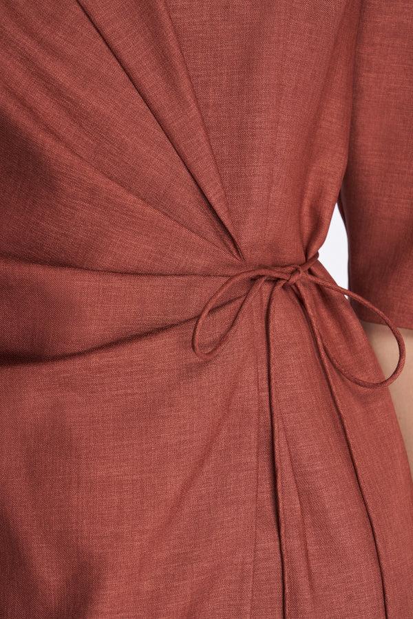 Laurèl Laurèl Asymmetrical Pleated Dress Madder Brown