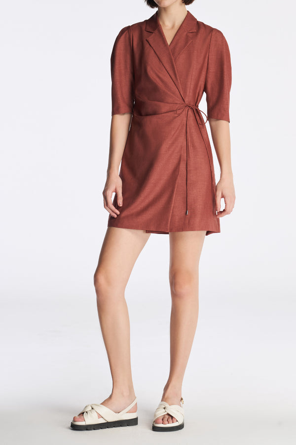 laurèl Laurèl Asymmetrical Pleated Dress Madder Brown