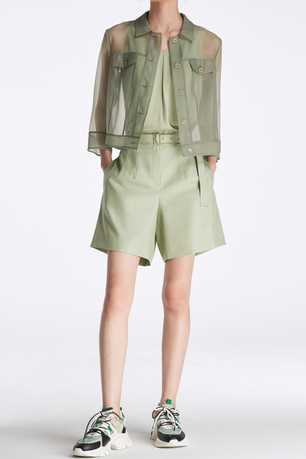 laurèl Laurèl Classic V-neck Silk Camisole Sage Green