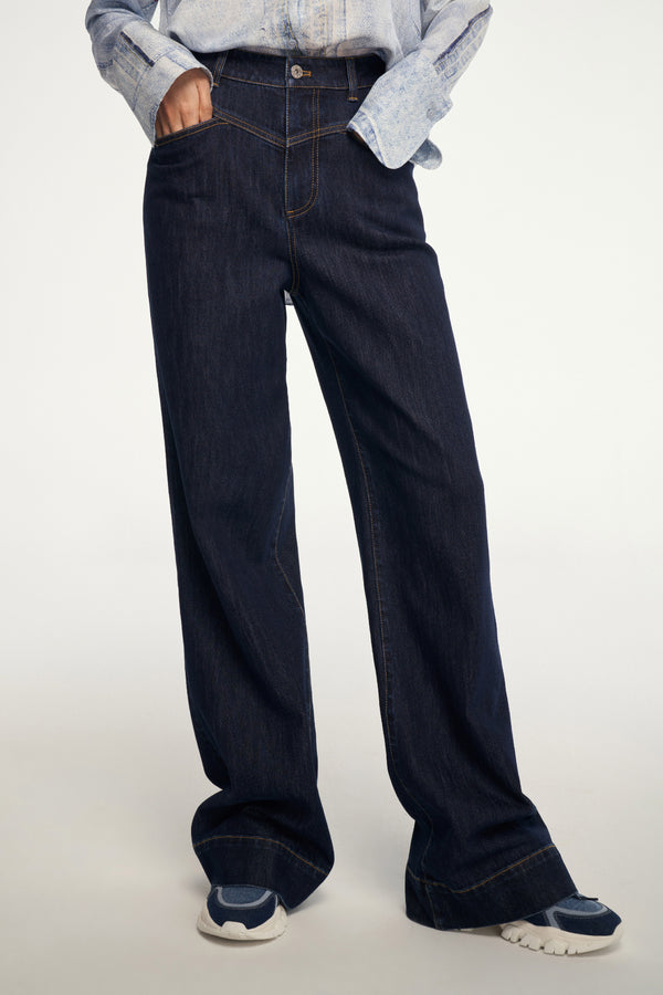 Laurèl Laurèl Eco-Friendly Triacetate Denim Straight-Leg Jeans Dark Indigo