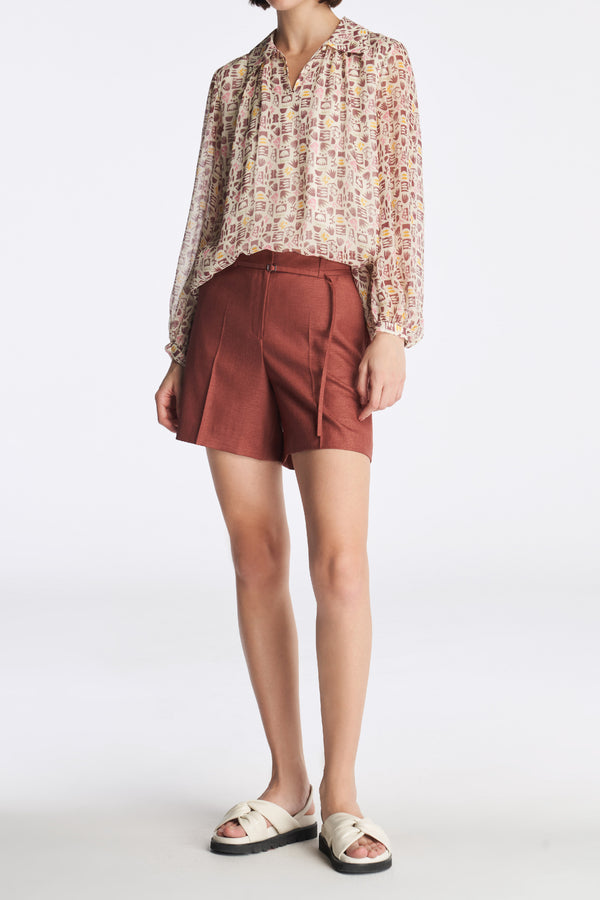 Laurèl Laurèl High-Waist Tailored Short Madder Brown