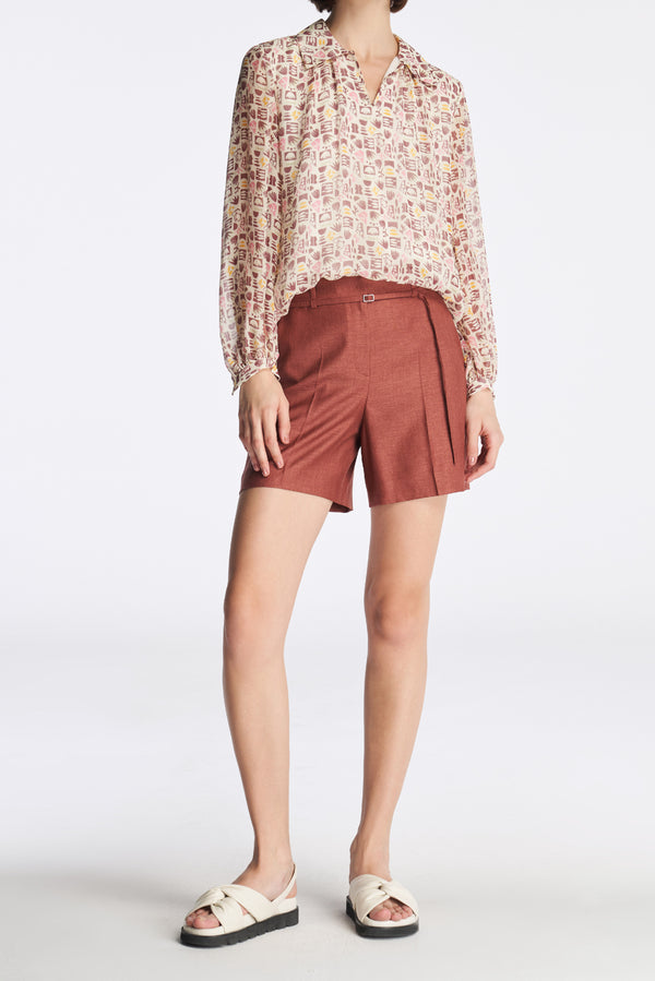 laurèl Laurèl High-Waist Tailored Short Madder Brown
