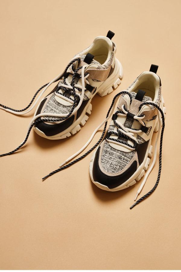 Laurèl Laurèl Black And White Tweed Sneakers