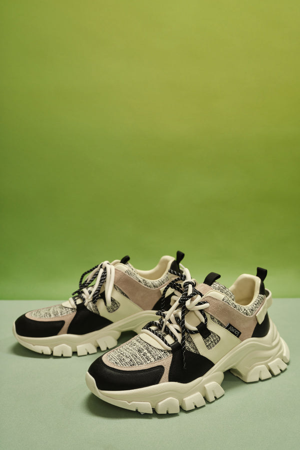 laurèl Laurèl Black and White Tweed Sneakers