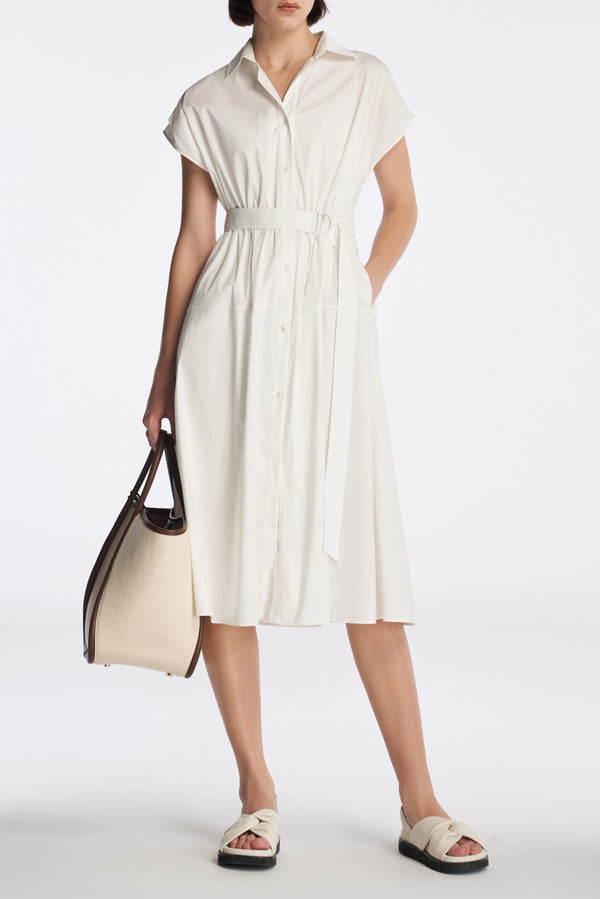 laurèl Laurèl Cap Sleeve Shirt Dress White
