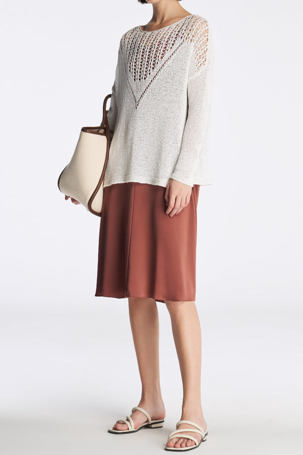 Laurèl Laurèl Crochet Knit Sweater White