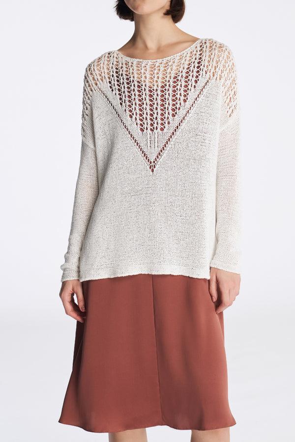 Laurèl Laurèl Crochet Knit Sweater White