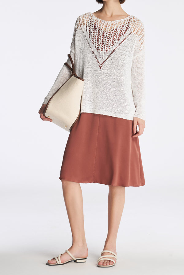 laurèl Laurèl Crochet Knit Sweater White