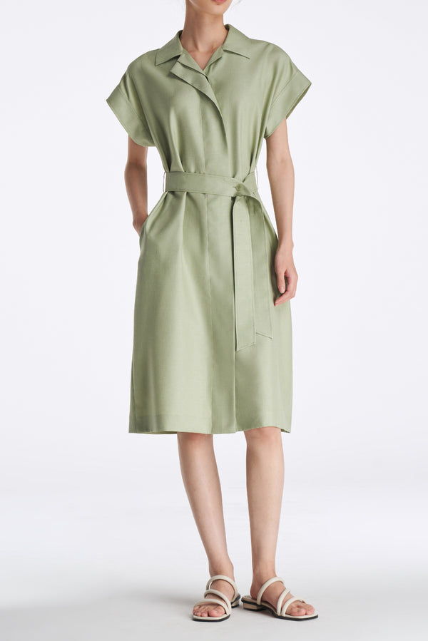 laurèl Laurèl Dolman Sleeve Shirt Dress Sage Green