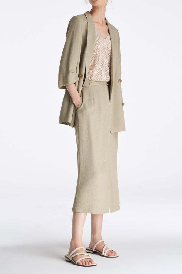 Laurèl Laurèl Double-Breasted Blazer Sage Green