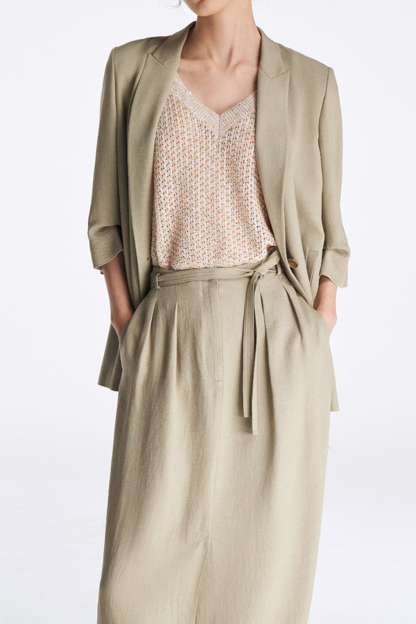 Laurèl Laurèl Double-Breasted Blazer Sage Green