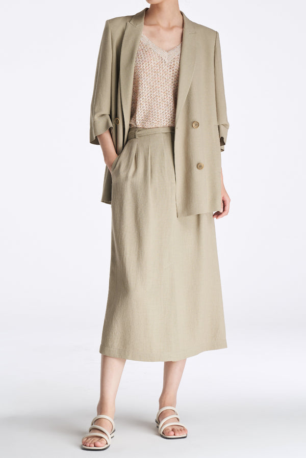 laurèl Laurèl Double-Breasted Blazer Sage green