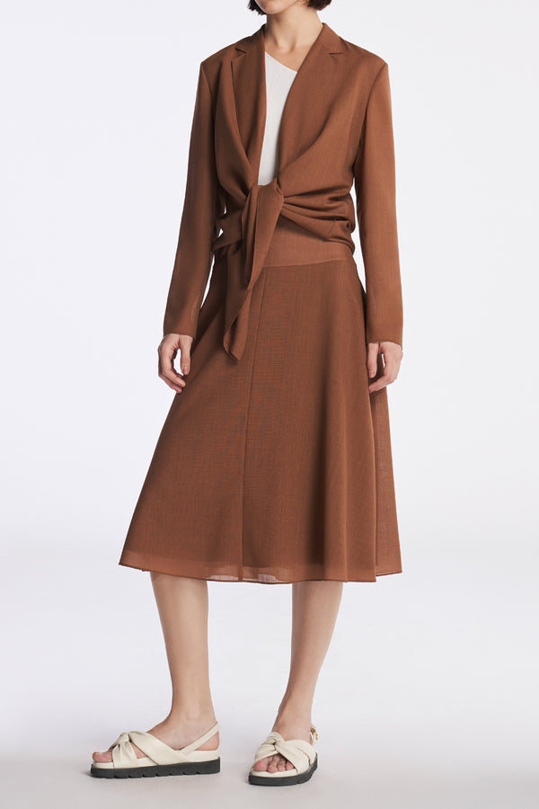 Laurèl Laurèl Flared Midi Skirts Brown