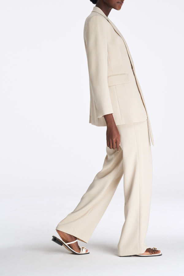 Laurèl Laurèl Flowy Lapel Silk Blazer Almond