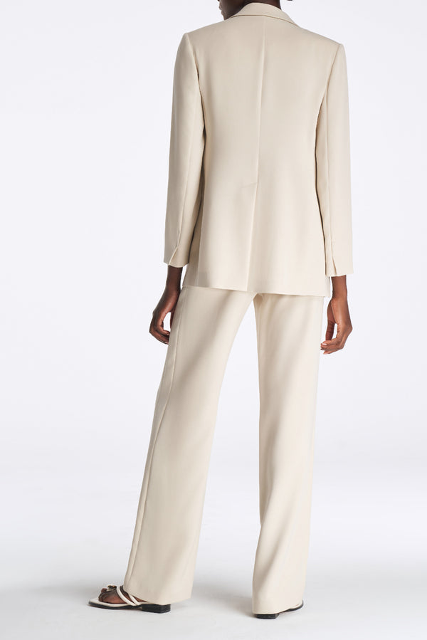 Laurèl Laurèl Flowy Lapel Silk Blazer Almond