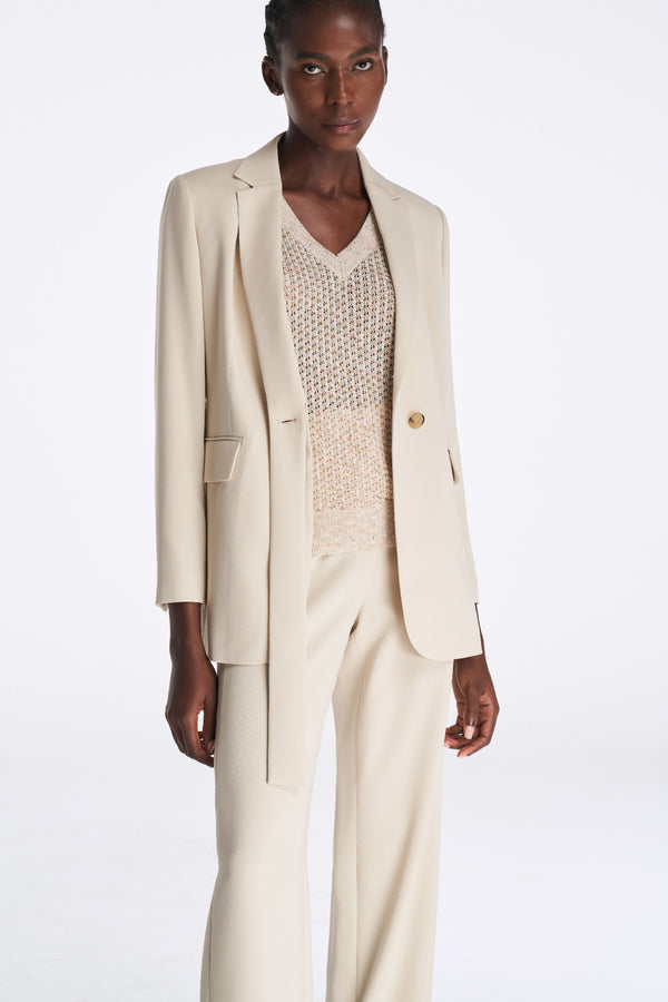 Laurèl Laurèl Flowy Lapel Silk Blazer Almond