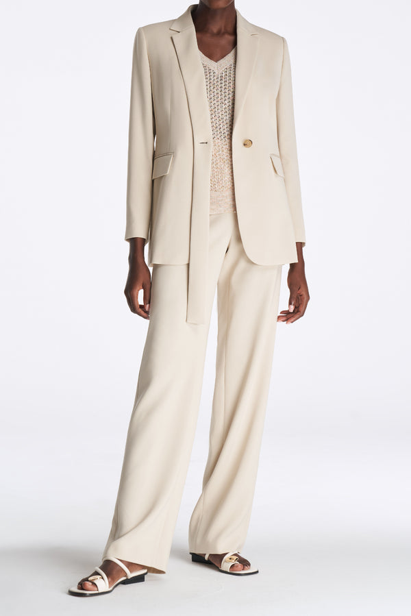 laurèl Laurèl Flowy Lapel Silk Blazer Almond