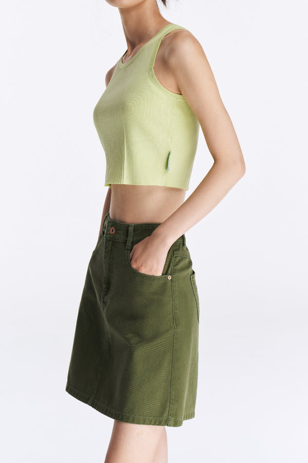 Laurèl Laurèl Green Short Knit Tank White