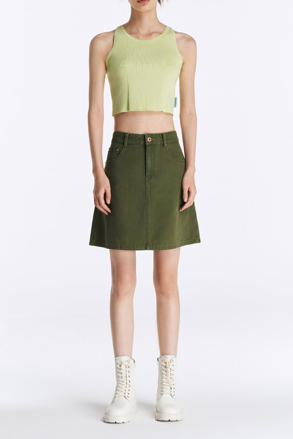 laurèl Laurèl Green Short Knit Tank White