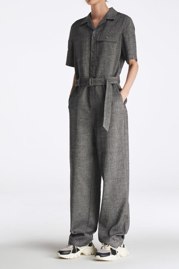 Laurèl Laurèl Linen-Wool Jumpsuit Gray