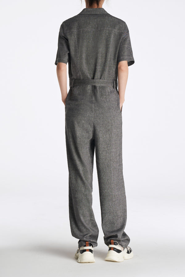 Laurèl Laurèl Linen-Wool Jumpsuit Gray