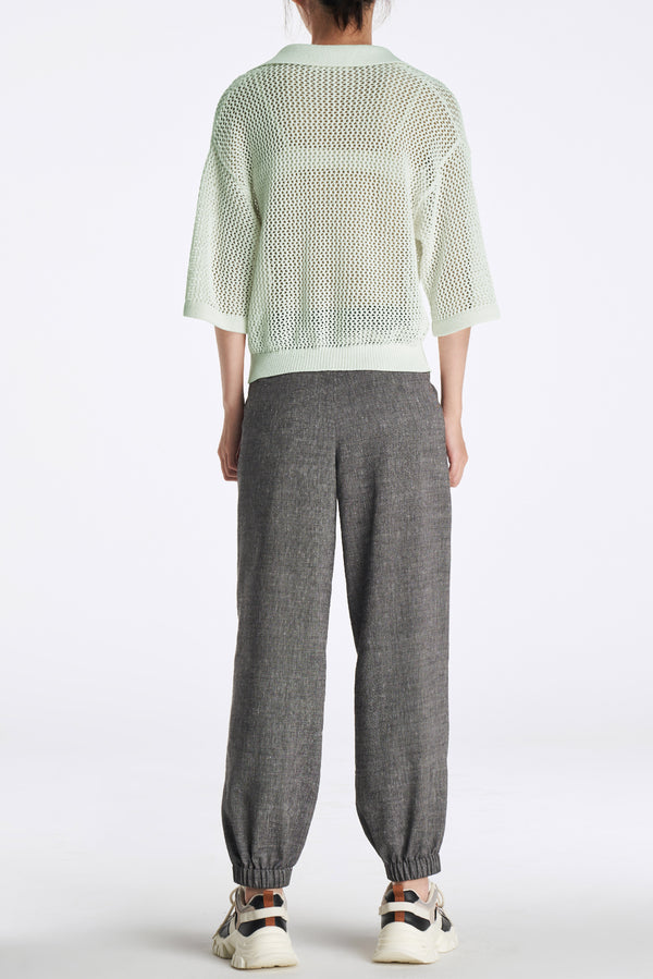 Laurèl Laurèl Linen-Wool Tapered Pants Gray