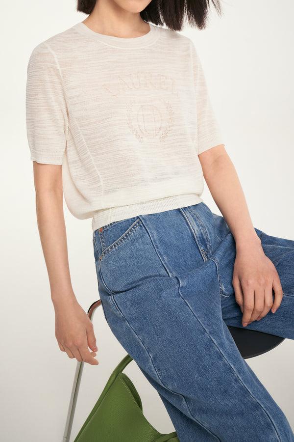 Laurèl Laurèl LOGO Knit Top White