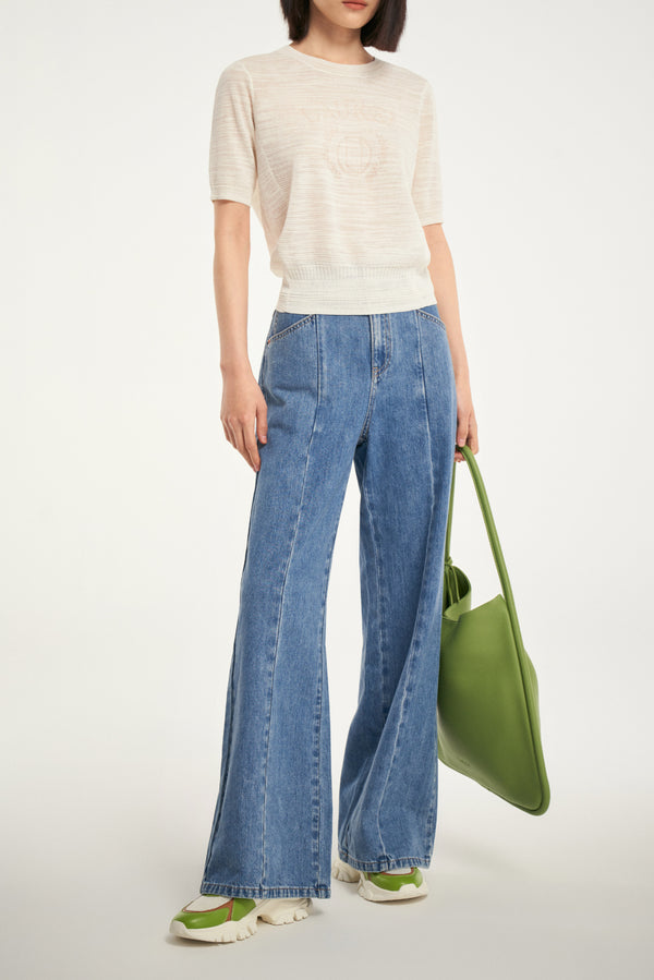 laurèl Laurèl LOGO Knit Top White