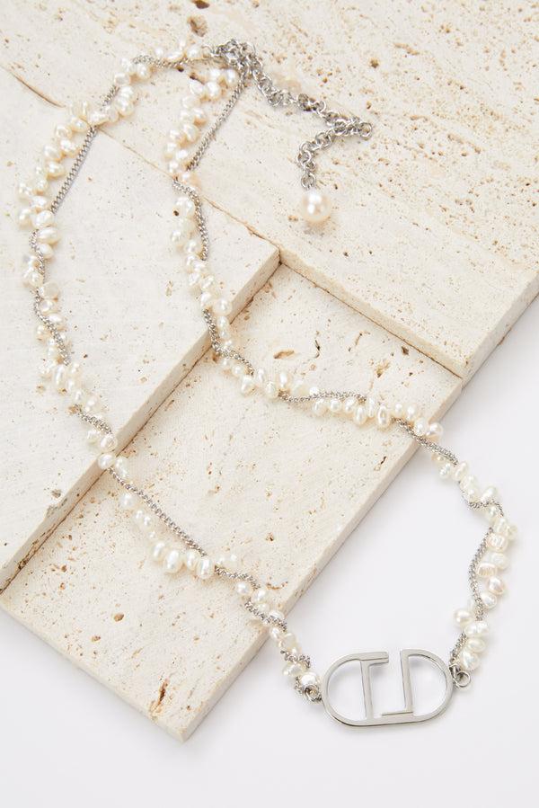 laurèl Laurèl LOGO Necklace Silver & Pearl