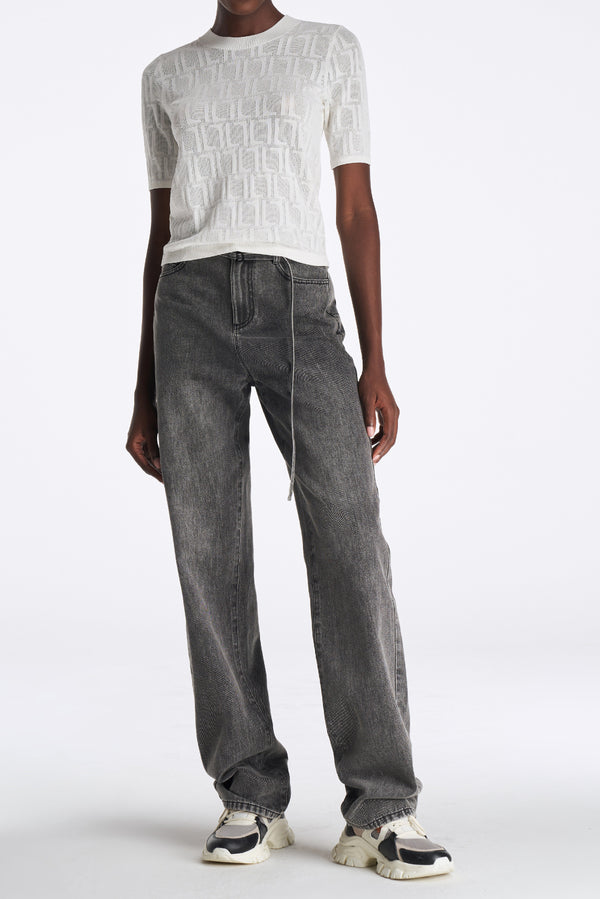 laurèl Laurèl Logo Pattern Knit Sweater White