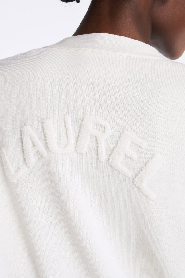 Laurèl Laurèl LOGO Wool Cardigan Sweater White