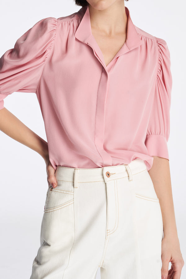 Laurèl Laurèl Natural-Dyed Silk Blouse Peach Pink