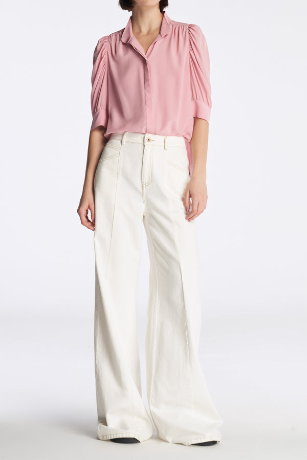 laurèl Laurèl Natural-Dyed Silk Blouse Peach Pink