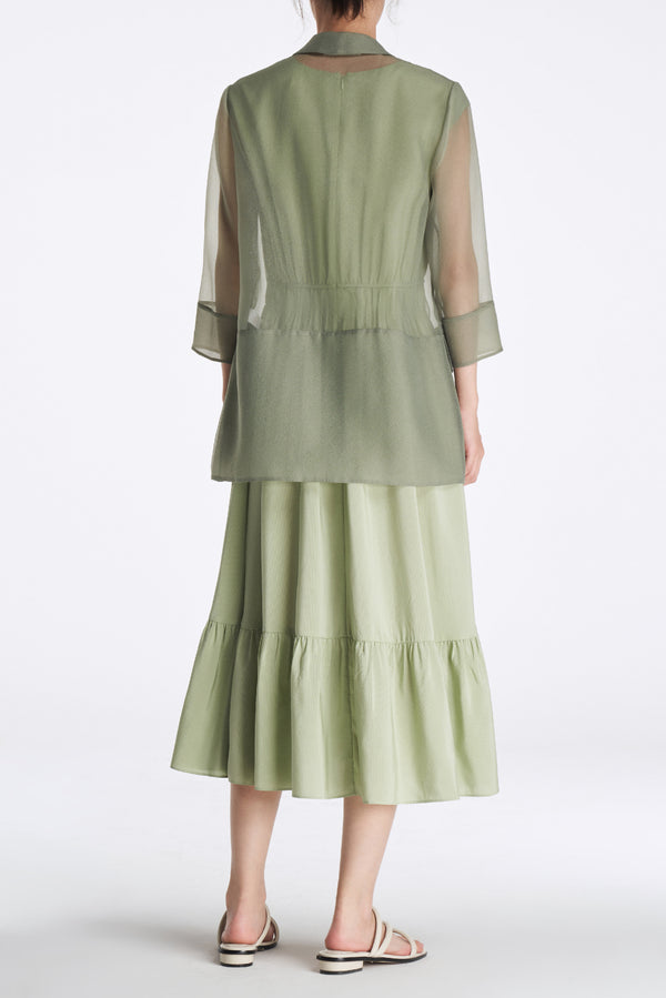 Laurèl Laurèl Organza Blazer Sage Green
