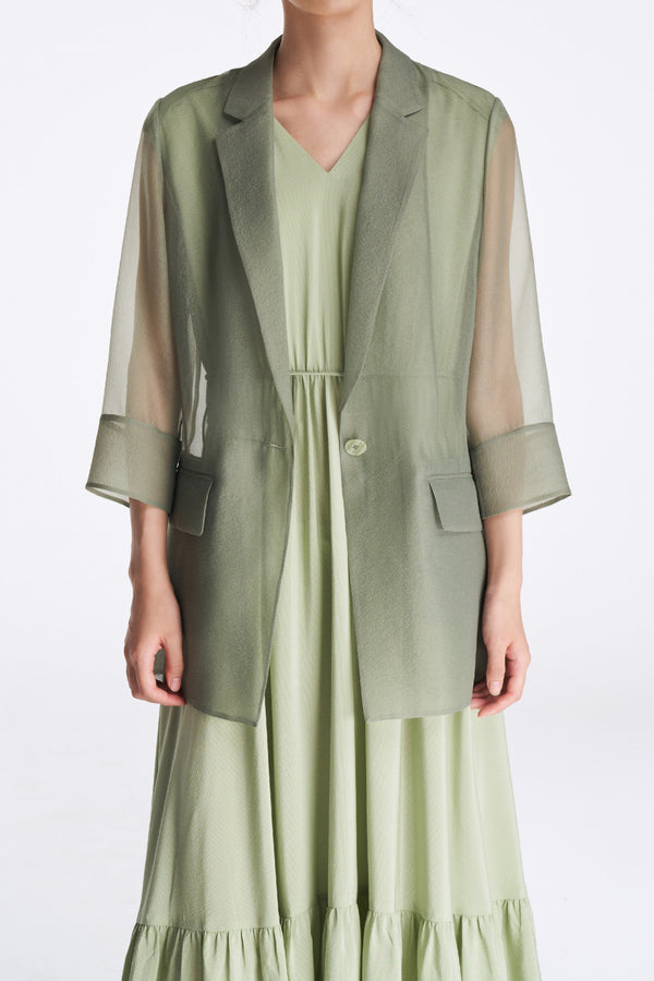Laurèl Laurèl Organza Blazer Sage Green