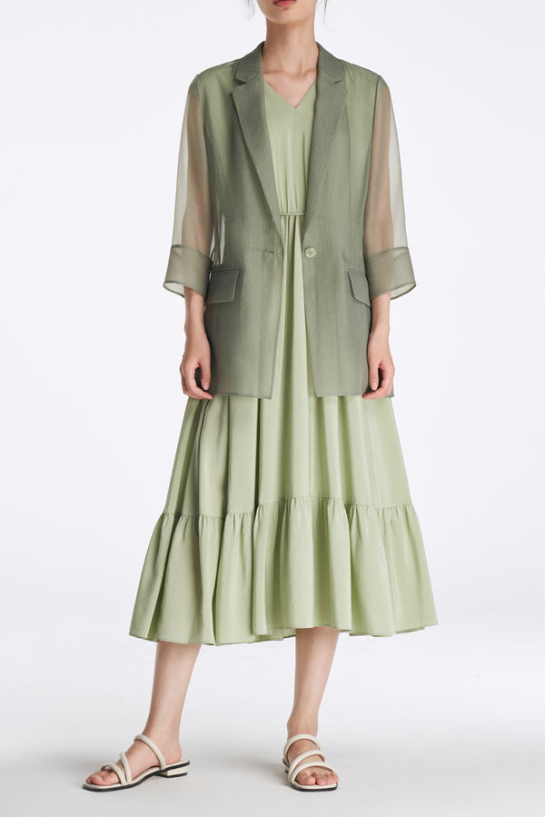 laurèl Laurèl Organza Blazer Sage Green