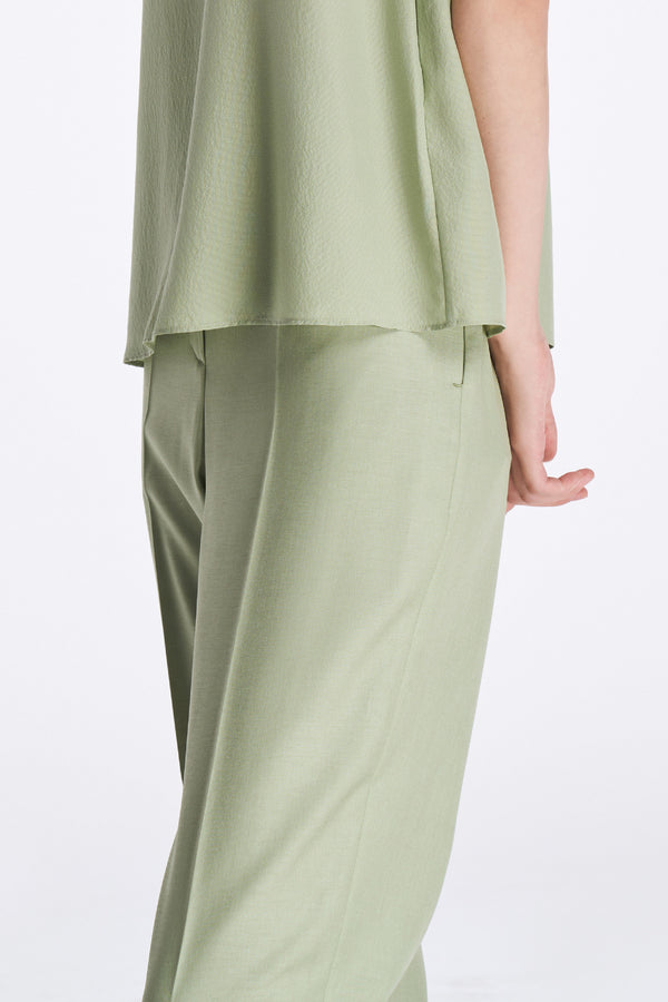 Laurèl Laurèl Petal -Sleeve Silk Top Sage Green