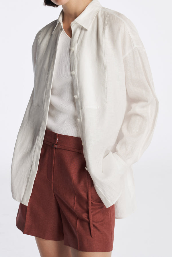Laurèl Laurèl Pure White Retro Linen Shirt White