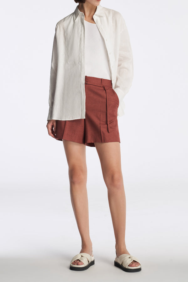 laurèl Laurèl Pure White Retro Linen Shirt White