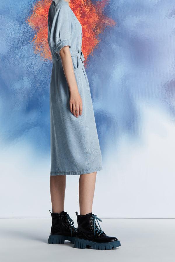 Laurèl Laurèl Raglan Sleeve Denim Dress Light Blue